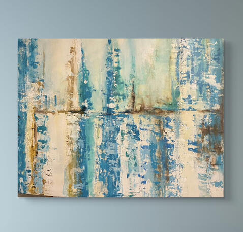 Ecos azules. Técnica: Acrílico sobre lienzo. Medidas: 100 X 80.VENDIDO.
