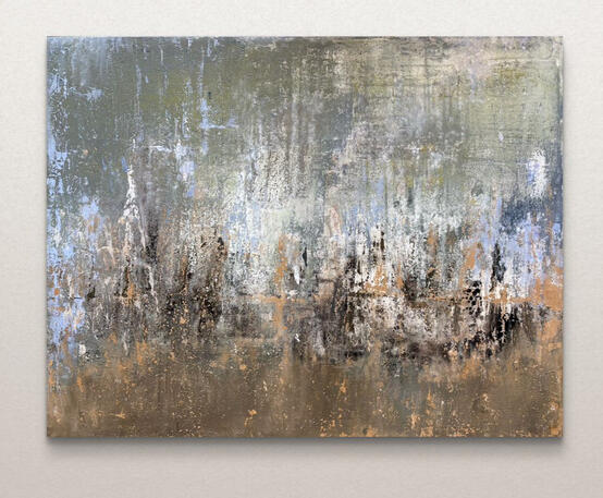 Memorias del Horizonte Técnica Mixta: Acrílico y pintura asfáltica. Medidas 70 x 90 cm.